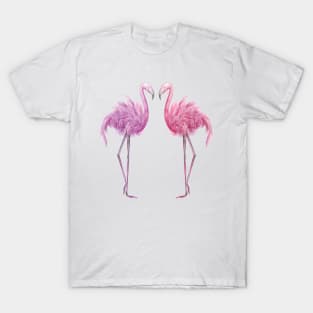 Watercolor Pink and Purple Flamingo T-Shirt